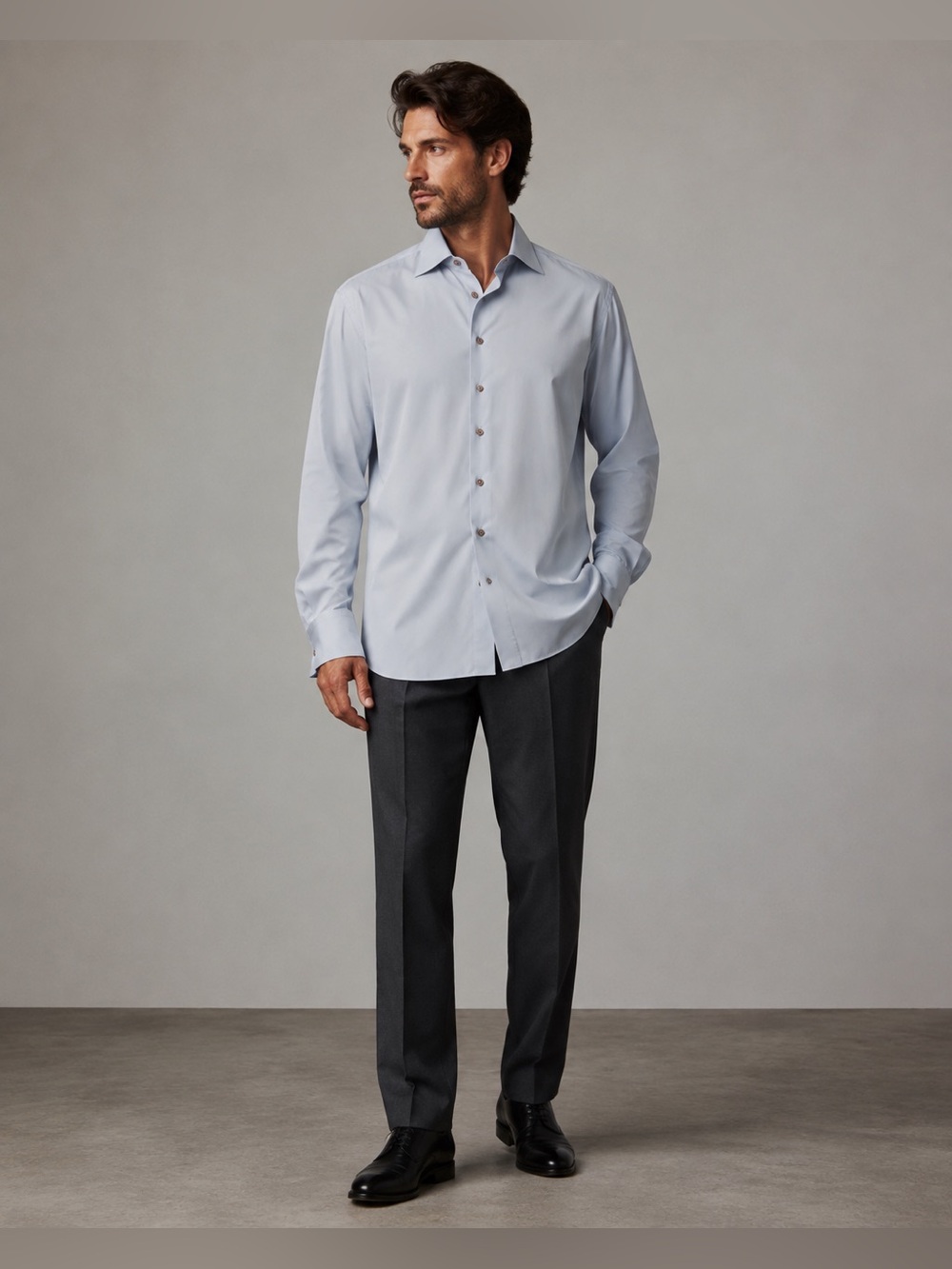 Stefano Ricci Light Blue Logo Cuff Long Sleeve Button-Up Dress Shirt Size 43